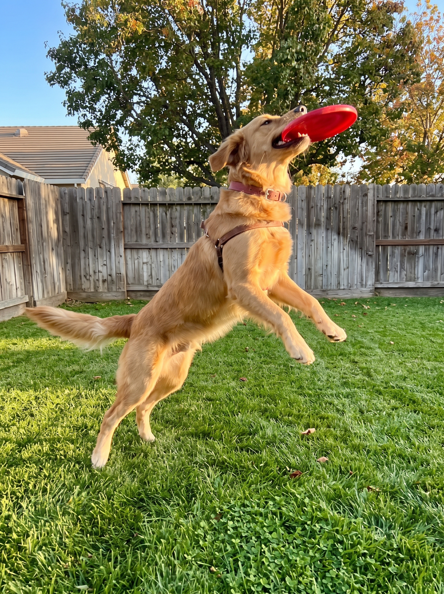Golden retriever running in a park